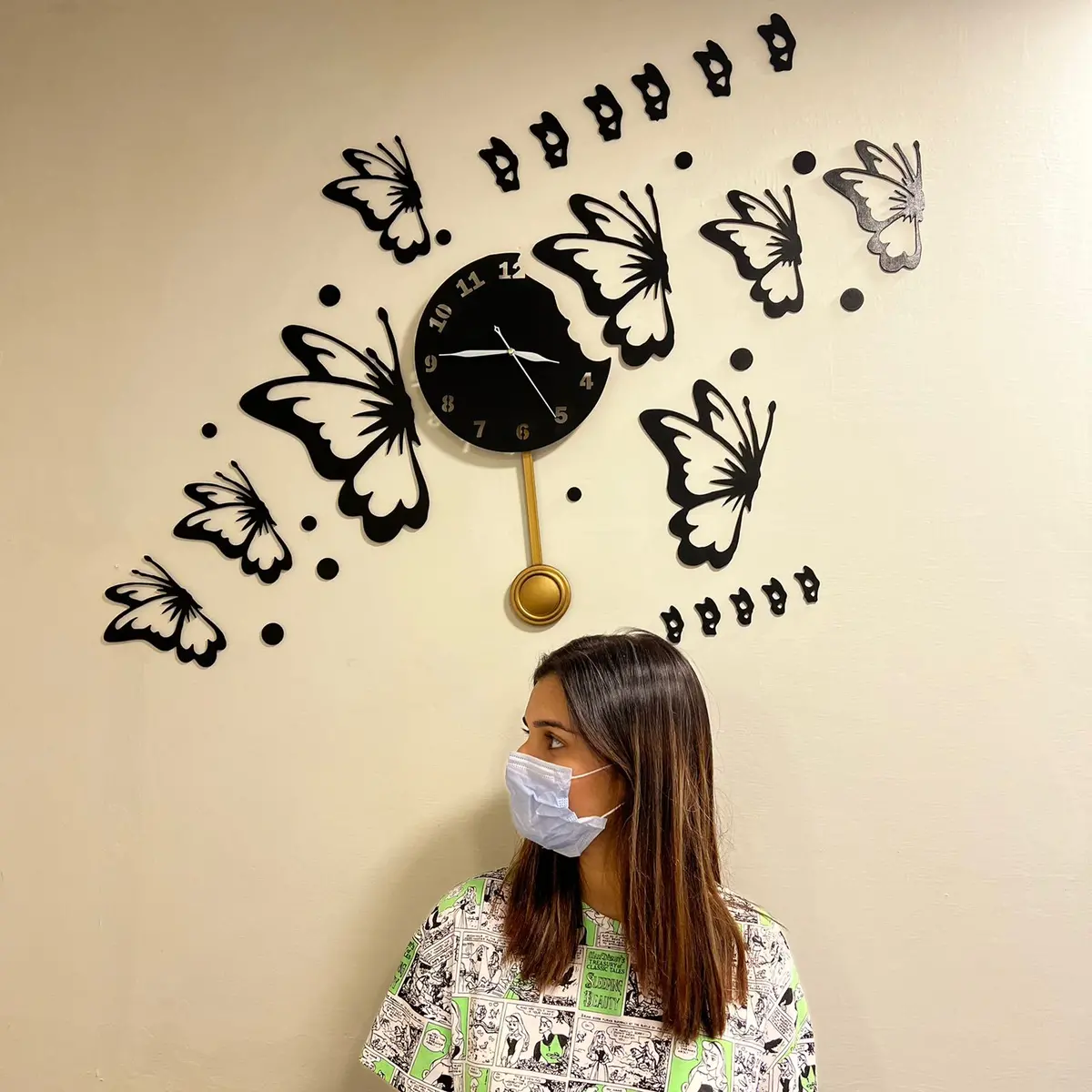 Butterflies With Stars Clock 1