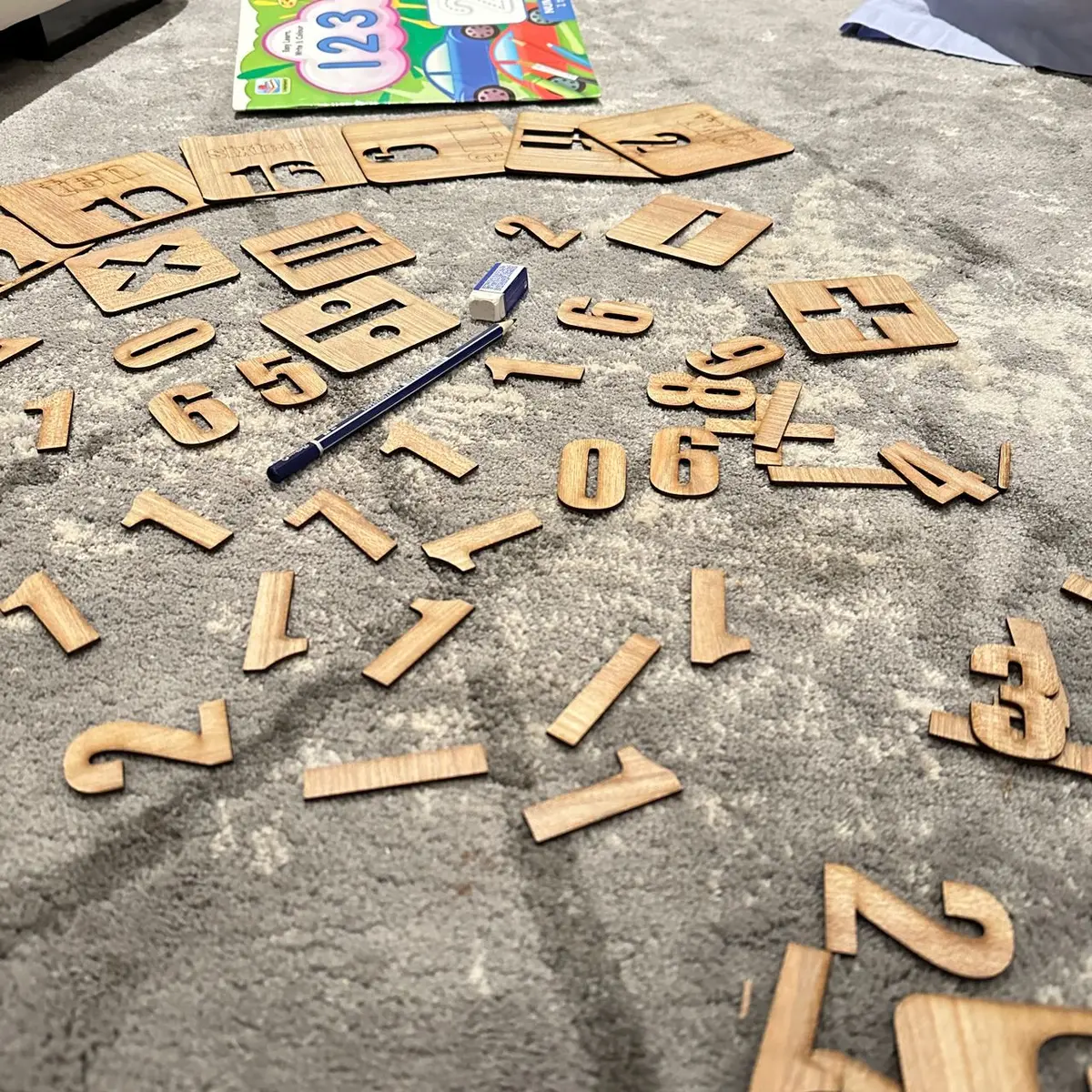 Kids Learning Stencils Alpha Numeric Dmas Mathematics Wooden Puzzle Toys 1