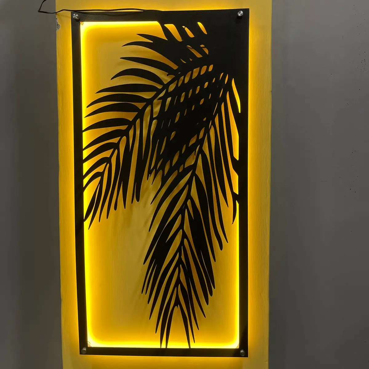3D Bamboo Leaf Wall Decor Art With Neon Light 1