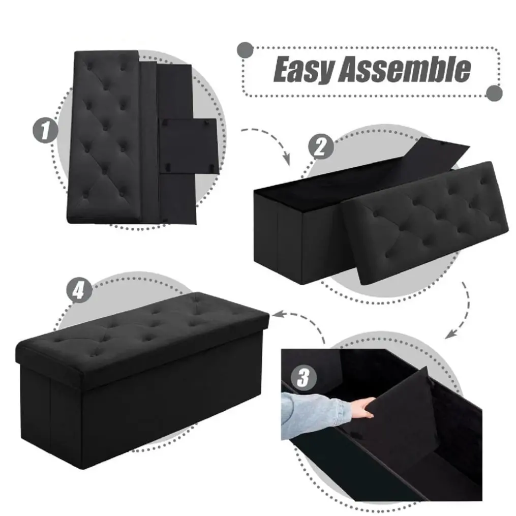 Premium Foldable Velvet Designed Storage Ottoman Water Proof Space Saver 1