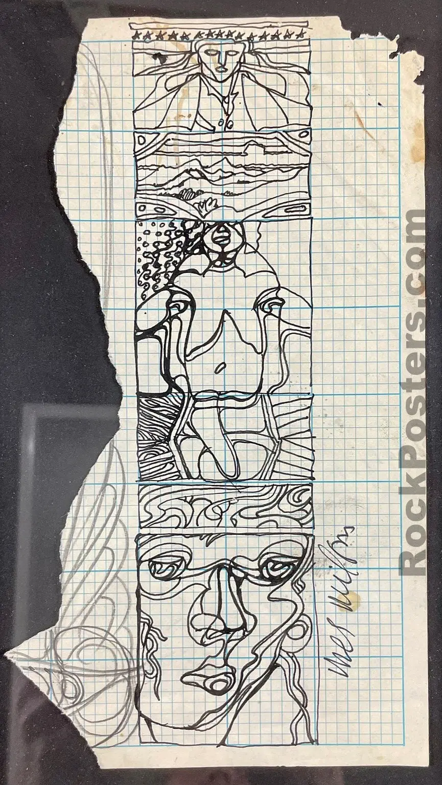 Auction - Original Artwork - Wes Wilson Signed - Drawing - 1967 Framed - Excellent 1