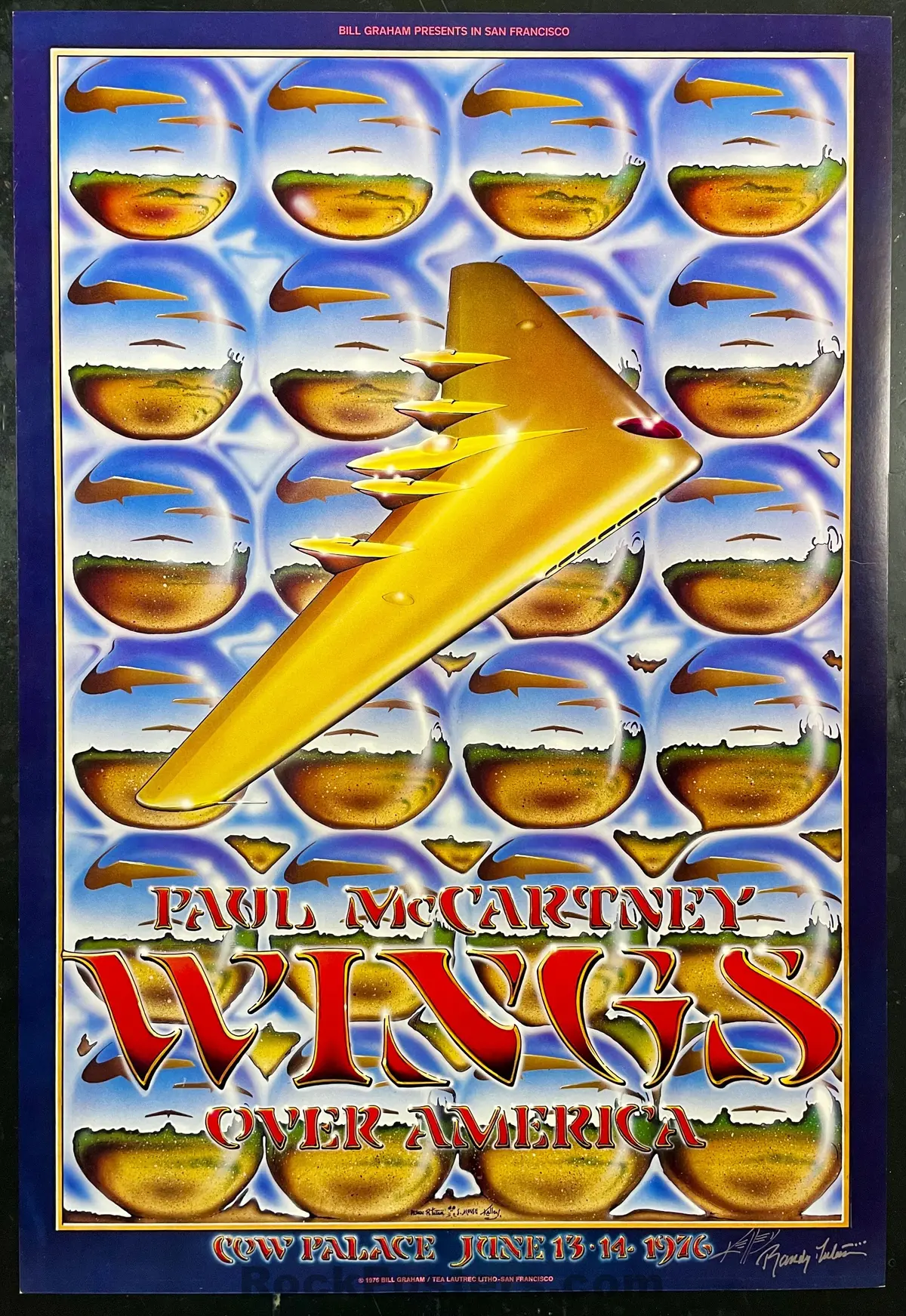 Auction - Alton Kelley Collection - Paul Mccartney & Wings - Alton Kelley & Randy Tuten Signed - San Francisco - 1976 Bgp Poster - Excellent 1