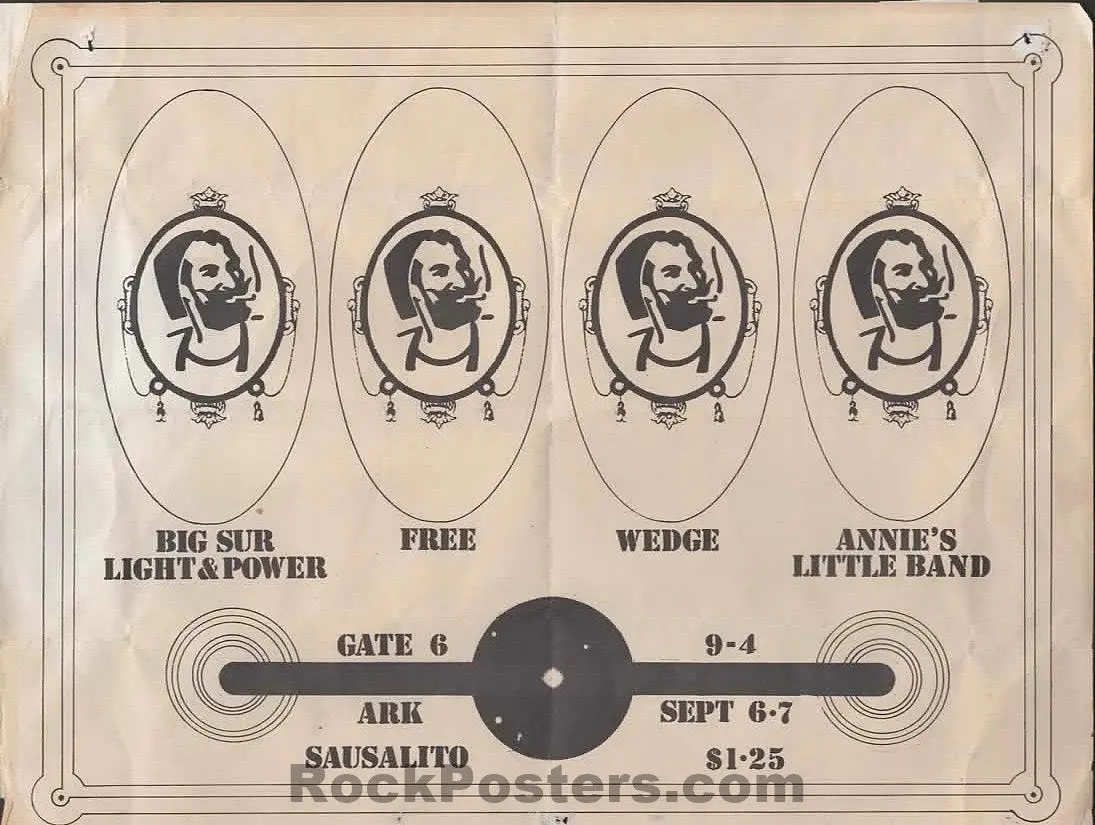 Auction - Zig-Zag Man - 1968 Handbill - The Ark Sausalito - Very Good 1