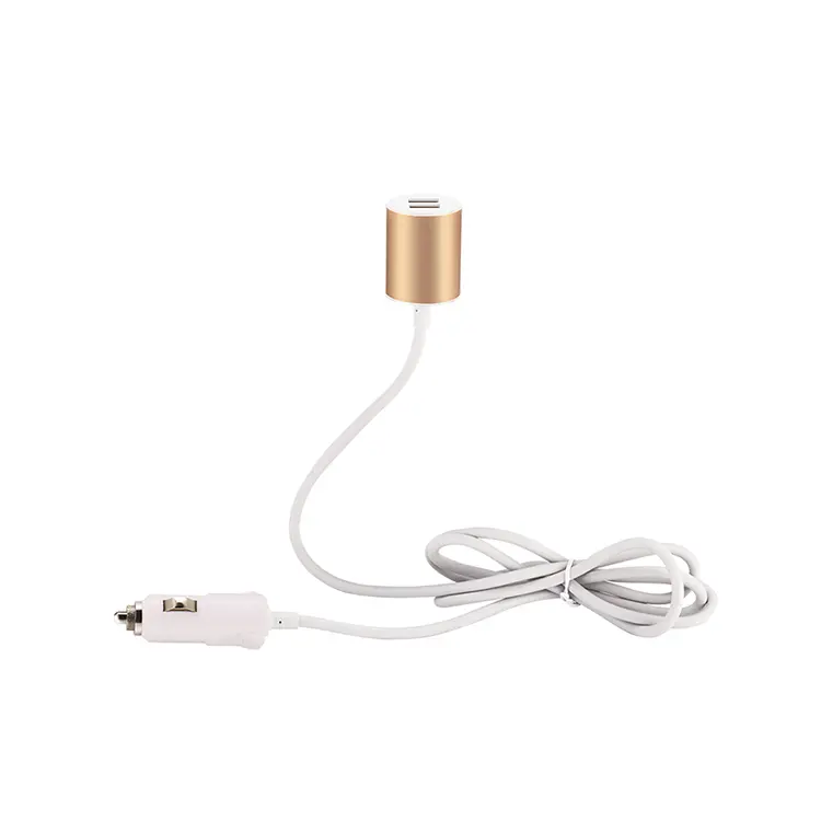 Joyroom C-M207 5V 2.1A Usb Smart Car Charger Dual Usb Ports Quick Charger With 1.5M Charging Cable - Gold 1