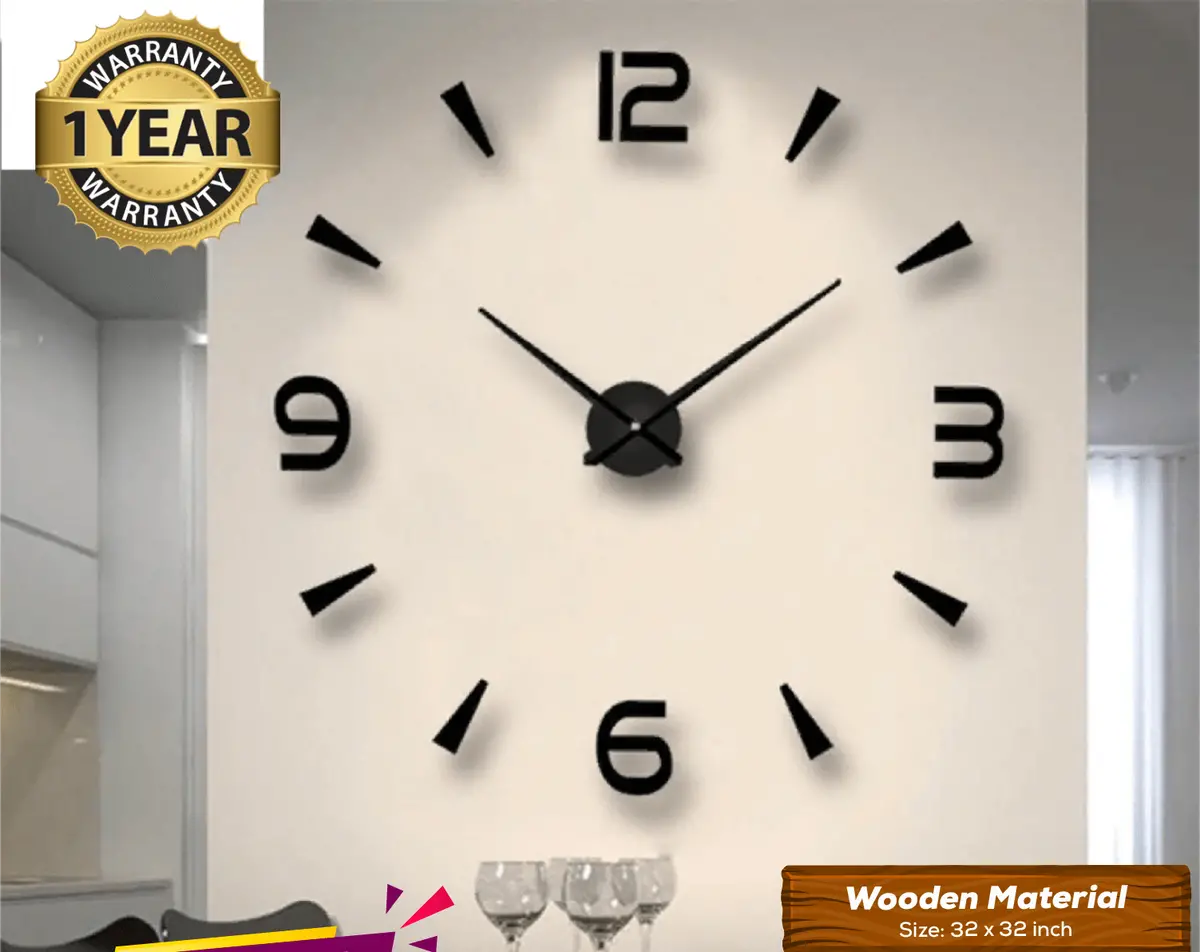 Large Size Wooden Diy Clock With 12 Inches Needles 1