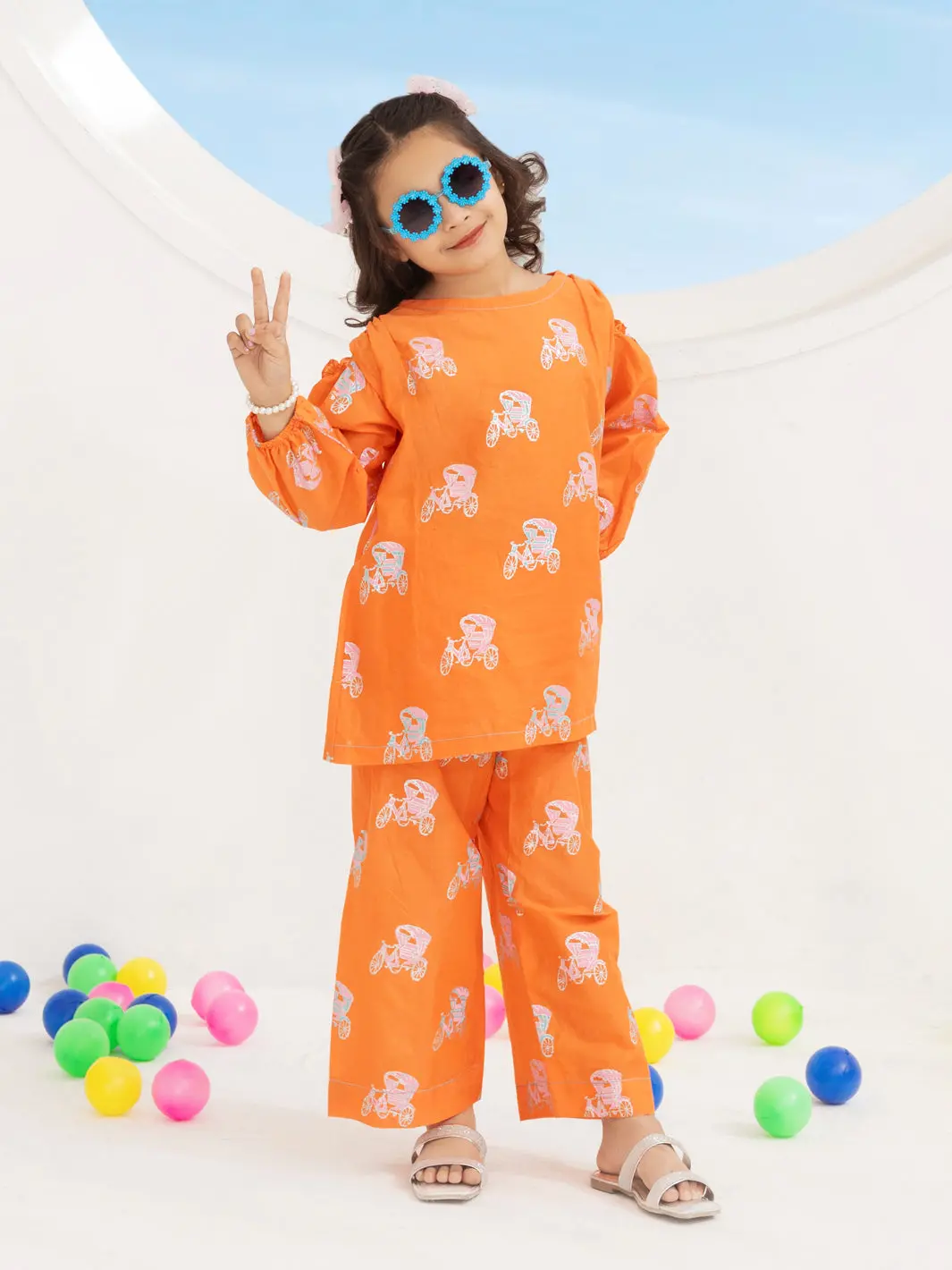 Orange Yarn Dyed 2 Piece Stitched - Algr-2Ps-Lks-1015 1