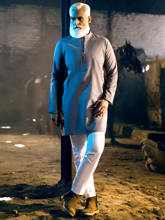 Dark Grey Blended Kurta - Al-K-1042 1