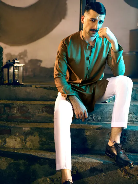 Mehndi Green Blended Kurta - Al-K-1050 1