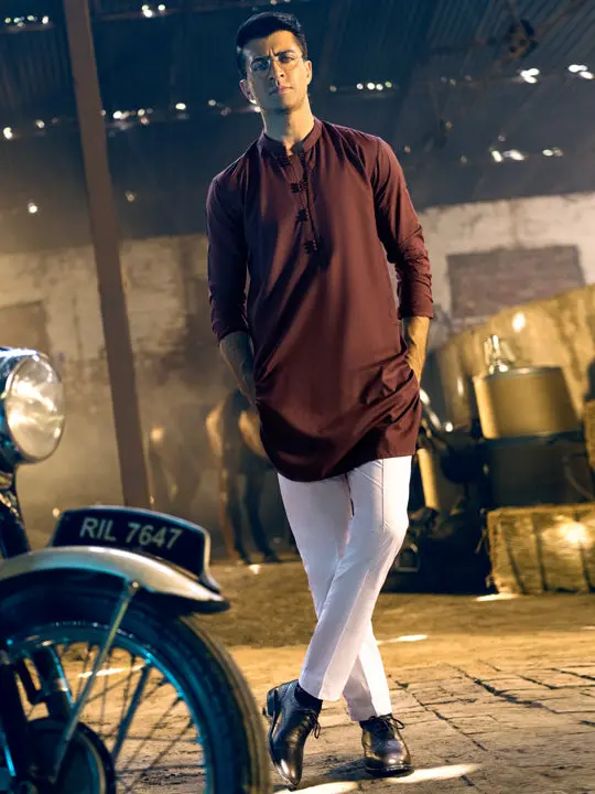 Maroon Blended Kurta - Al-K-1051 1