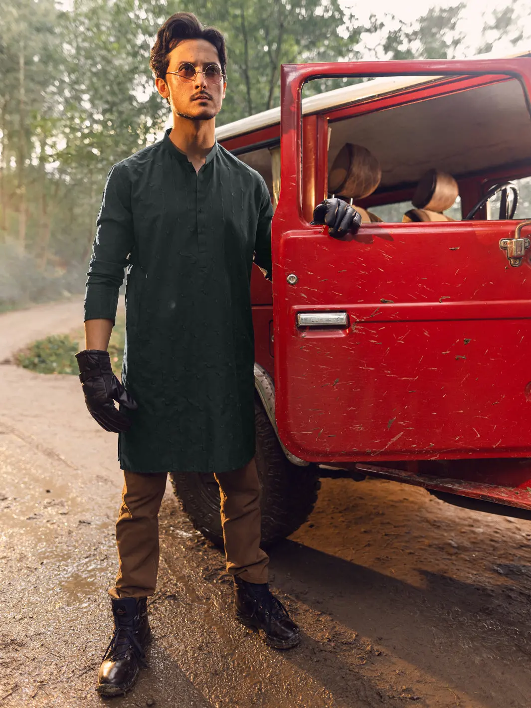 Green Blended Kurta - Al-K-1112C 1
