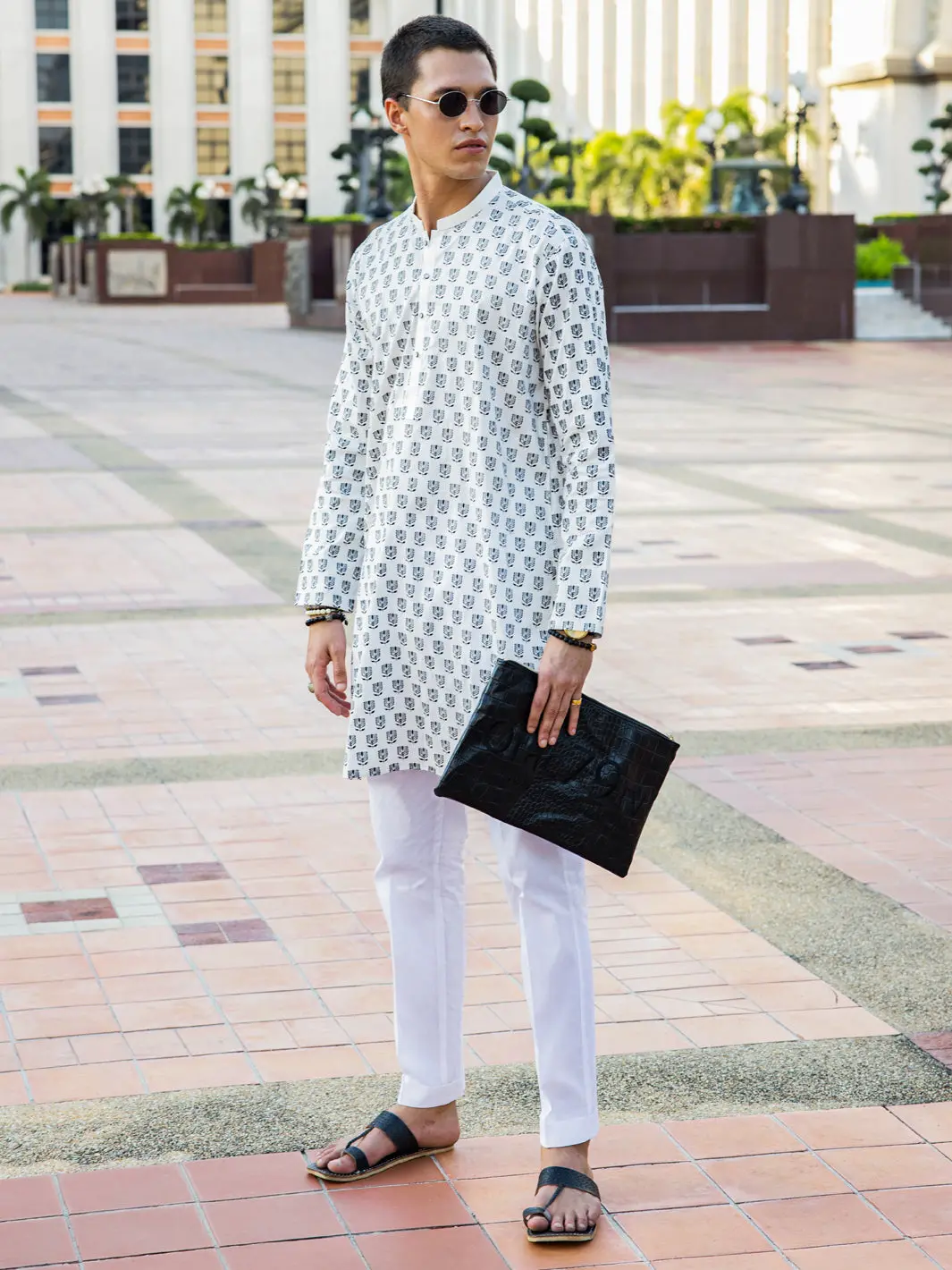 White Cotton Kurta - Al-K-1133B 1