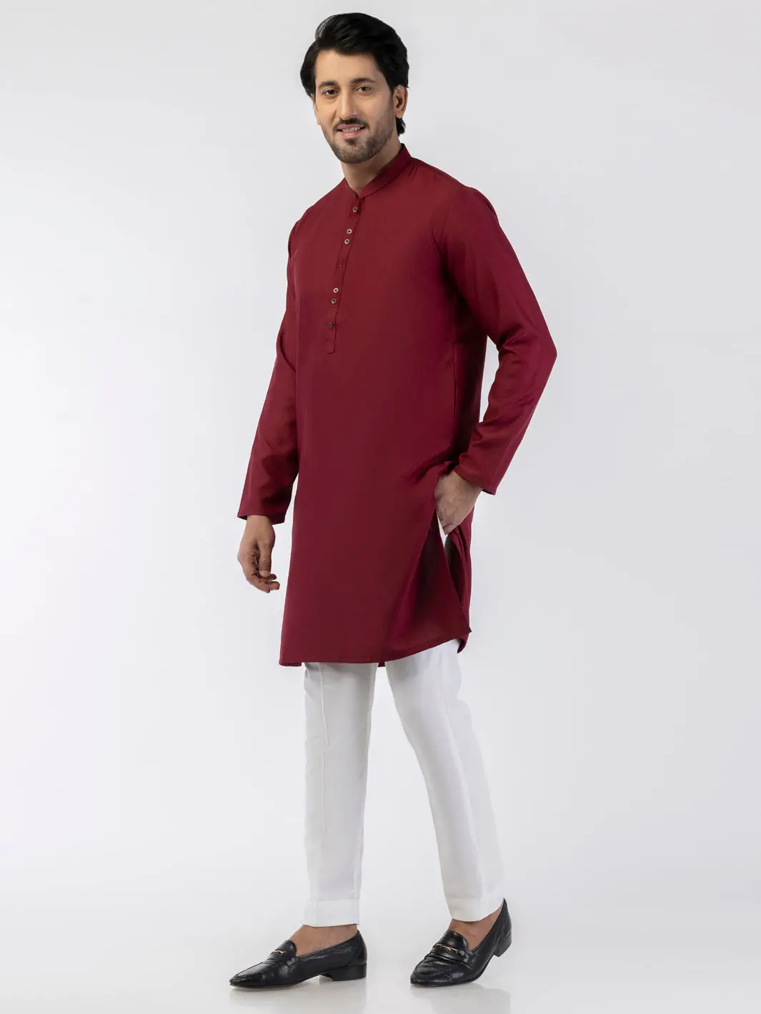 Maroon Blended Kurta - Al-K-1208 1