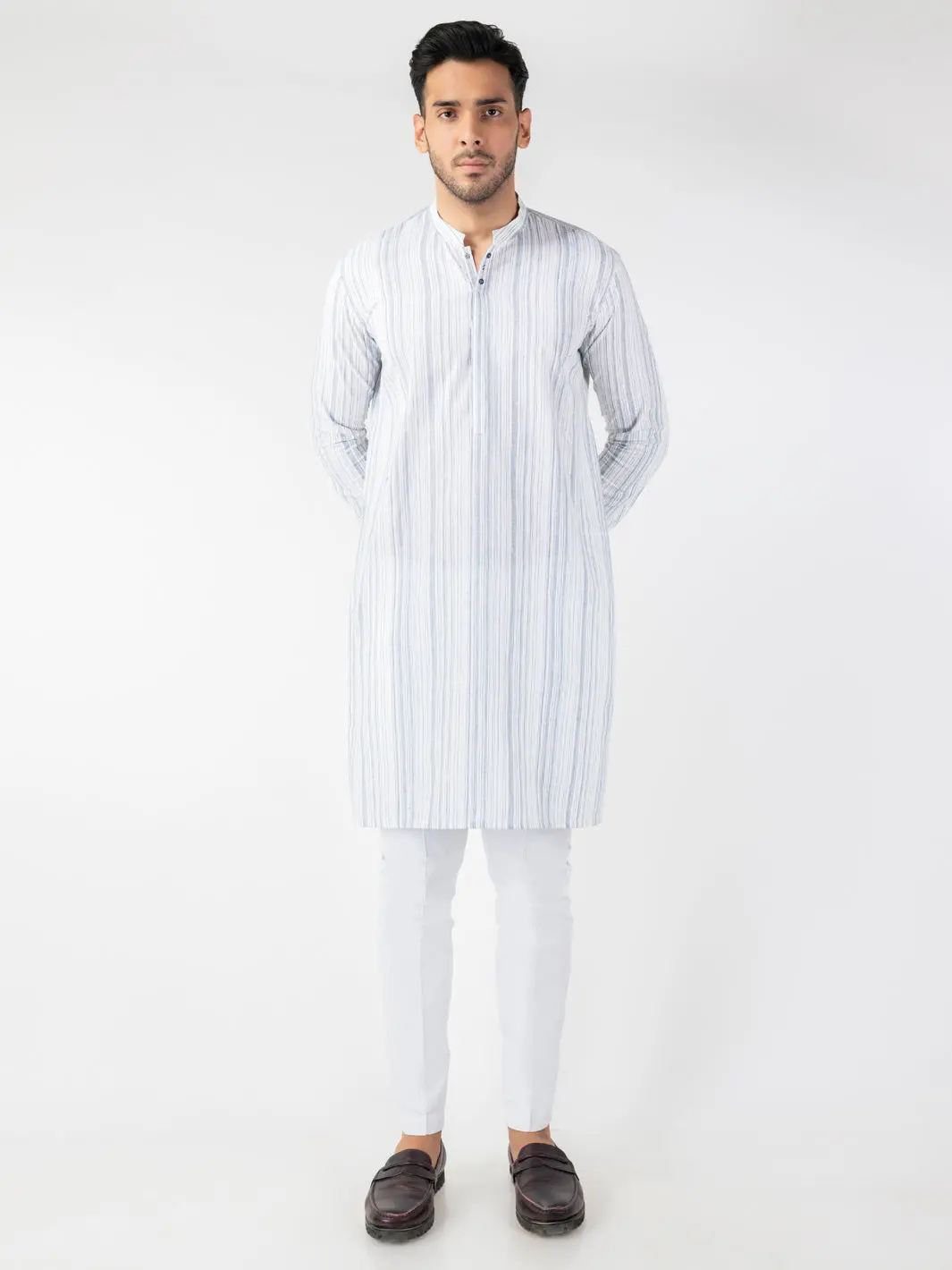 White Blended Kurta - Al-K-1244 1