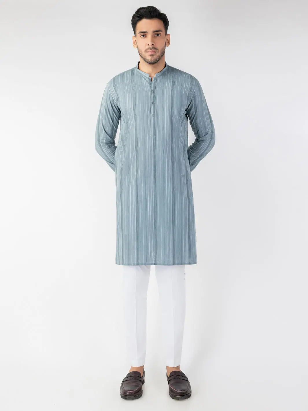 Grey Blended Kurta - Al-K-1245 1