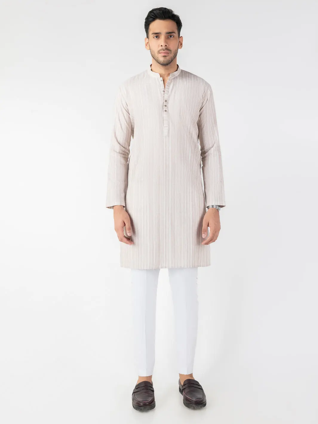 Beige Blended Kurta - Al-K-1247 1