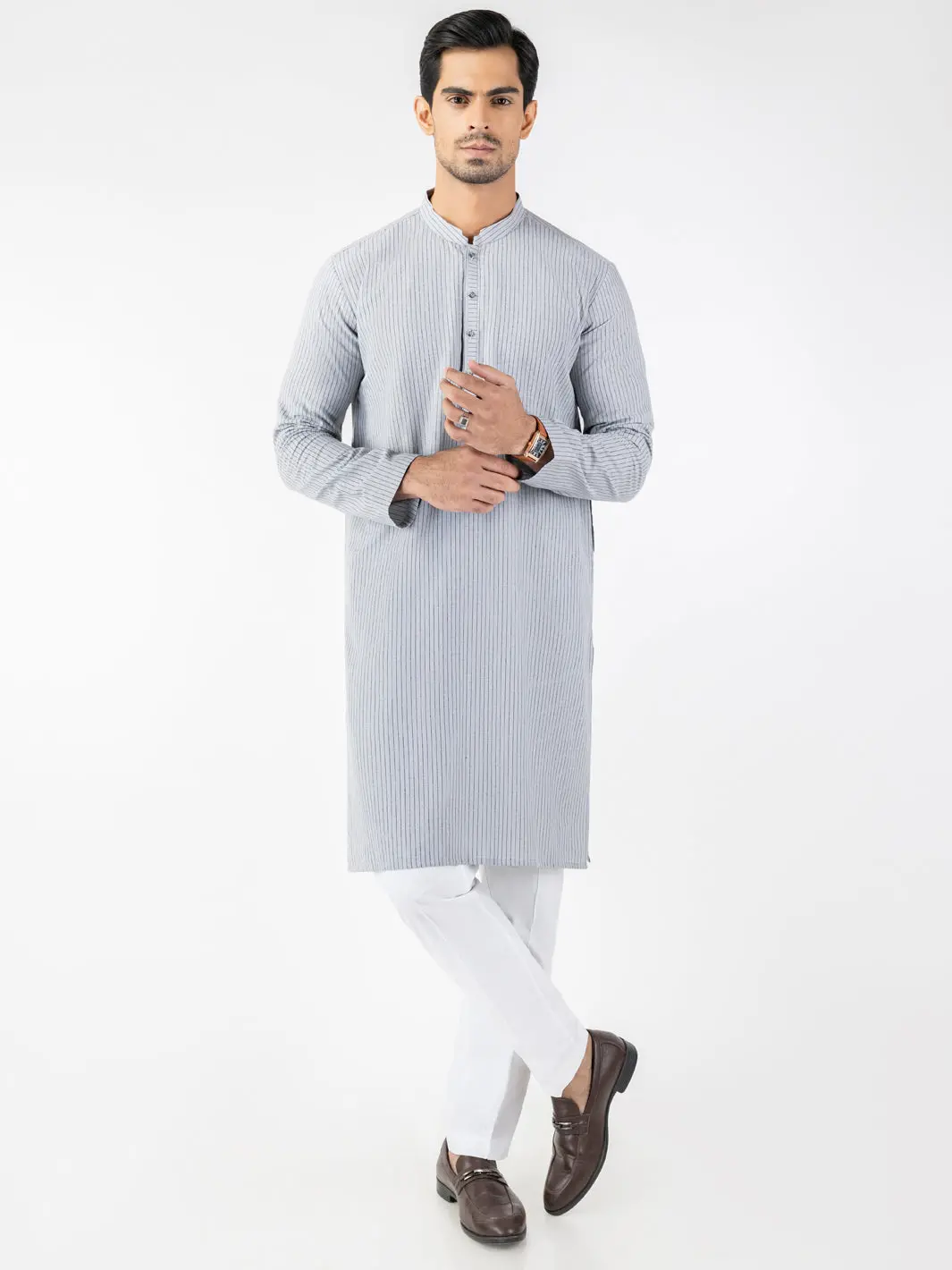 Grey Blended Kurta - Al-K-1249 1