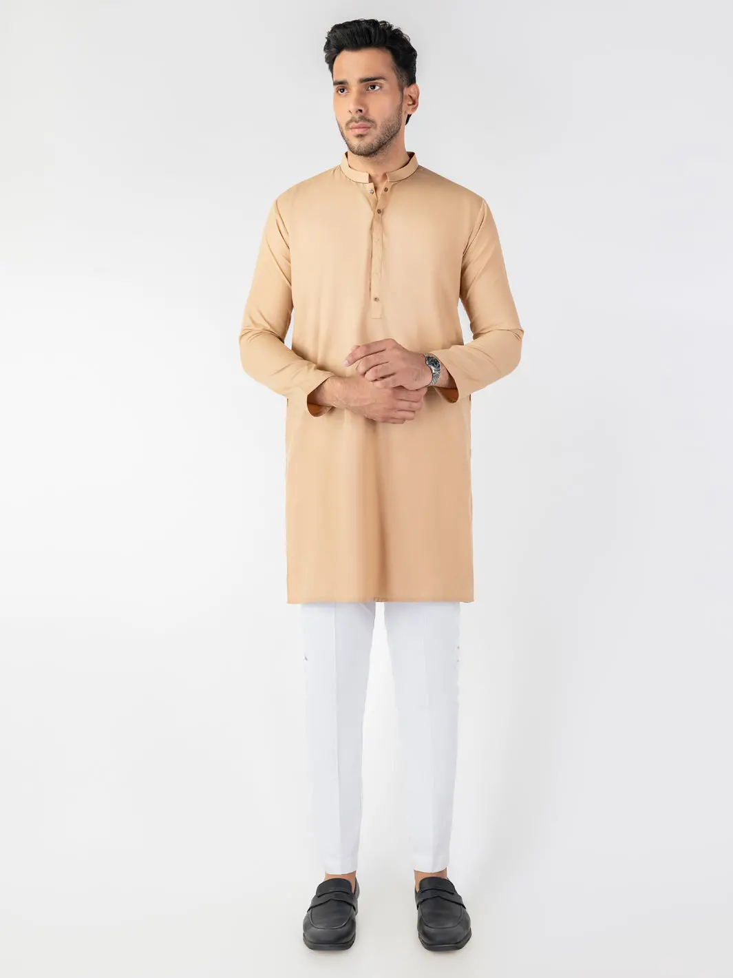 Beige Blended Kurta - Al-K-1260 1