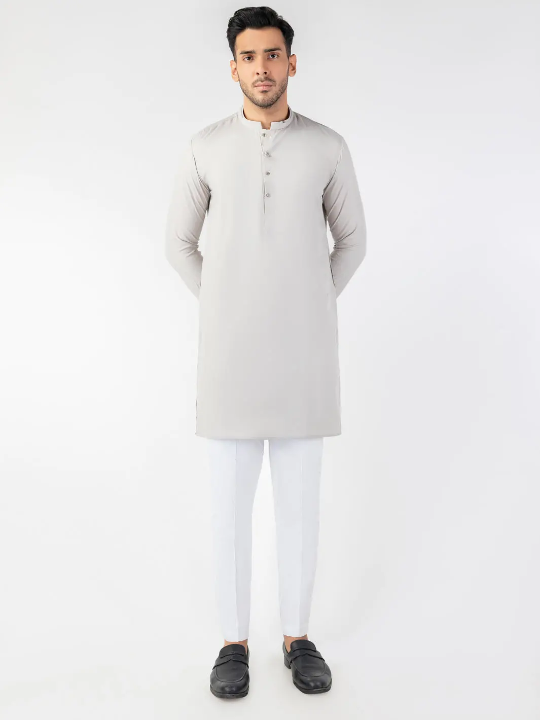 Light Grey Blended Kurta - Al-K-1261 1