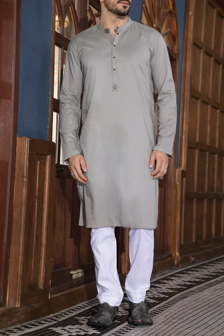 Grey Blended Kurta - Al-K-651 1