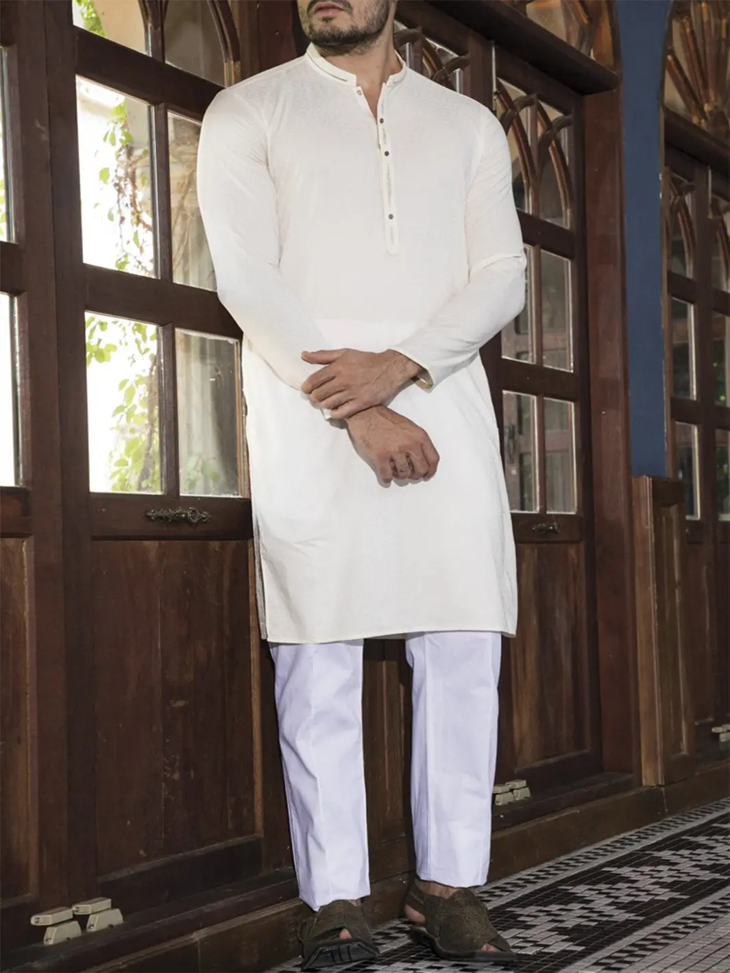 Creamy Yellow Blended Kurta - Al-K-664 1