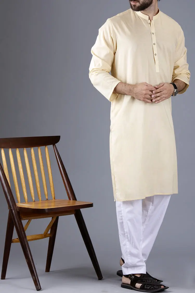 Beige Cotton Kurta - Al-K-667 1