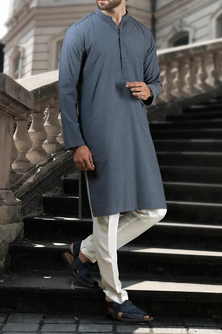 Blue Blended Kurta - Al-K-689 1