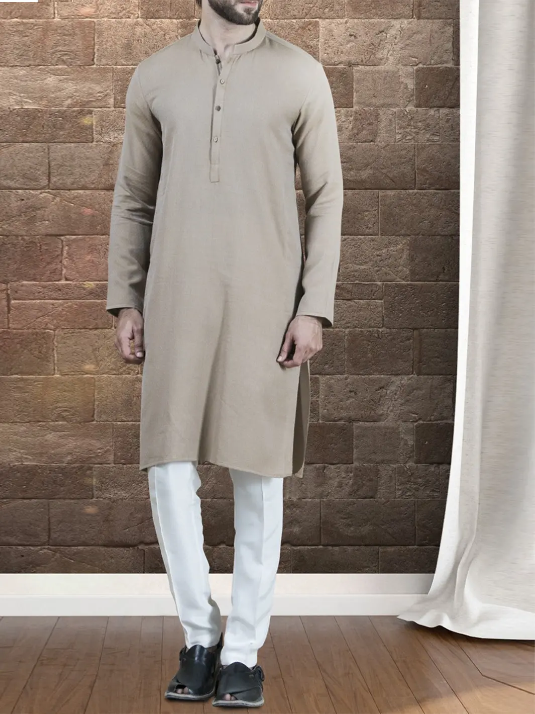 Khaki Blended Kurta - Al-K-699 1