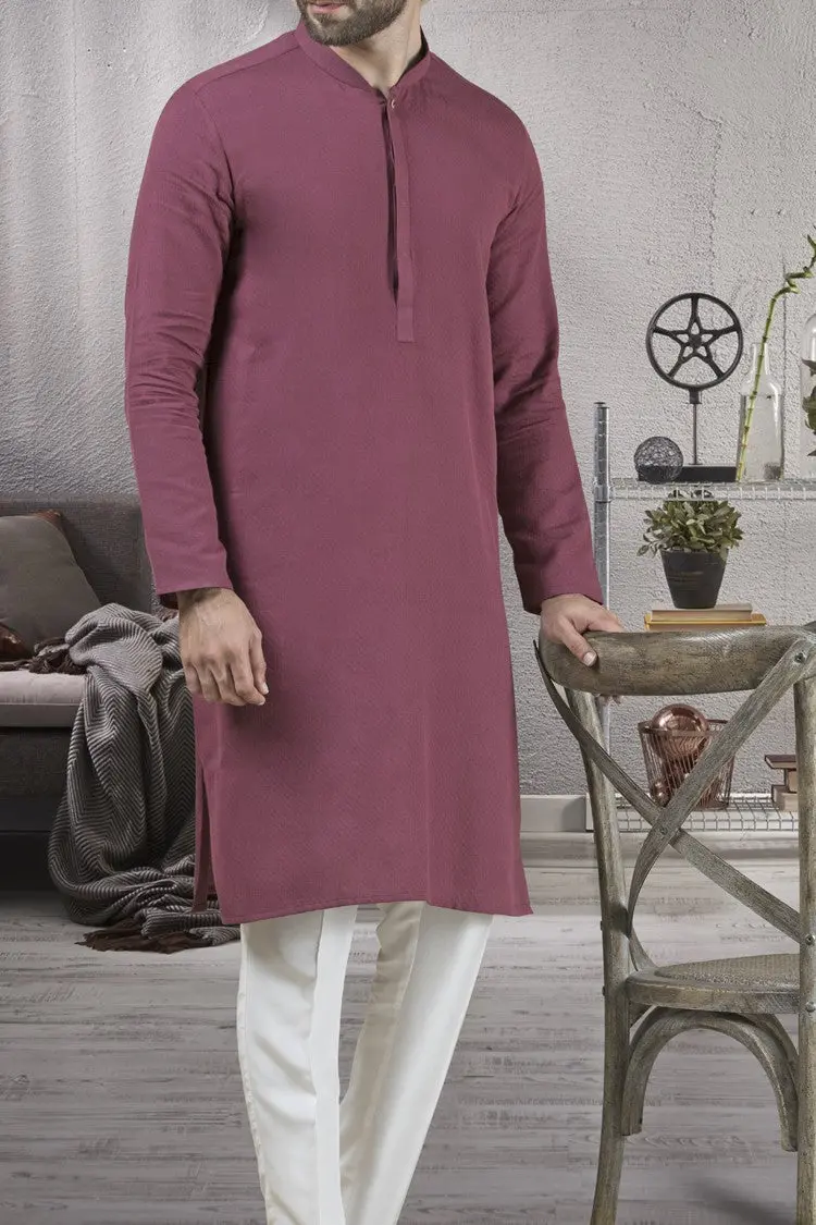 Maroon Jacquard Kurta - Al-K-702 1