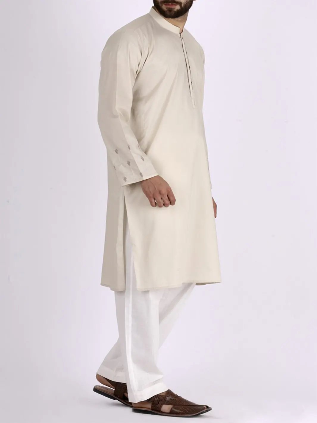 Beige Blended Kurta - Al-K-709 1