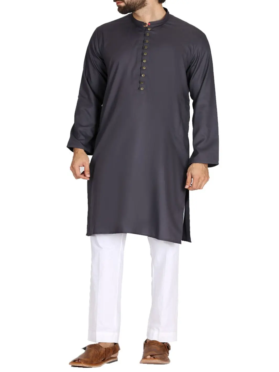 Dark Grey Blended Kurta - Al-K-719 1