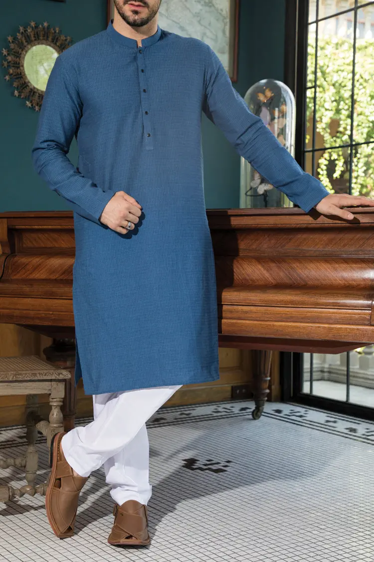 Blue Blended Kurta - Al-K-728 1