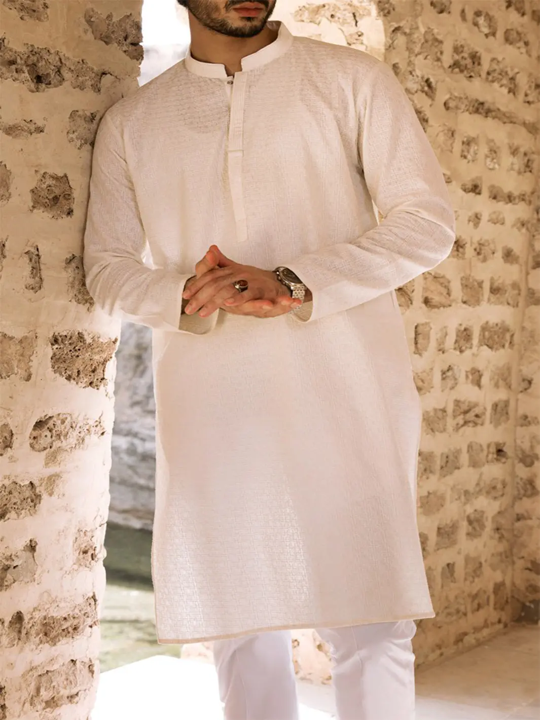 Off White Cotton Kurta - Al-K-731 1