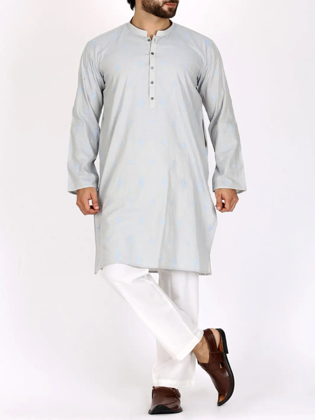 Light Blue Cotton Kurta - Al-K-737 1