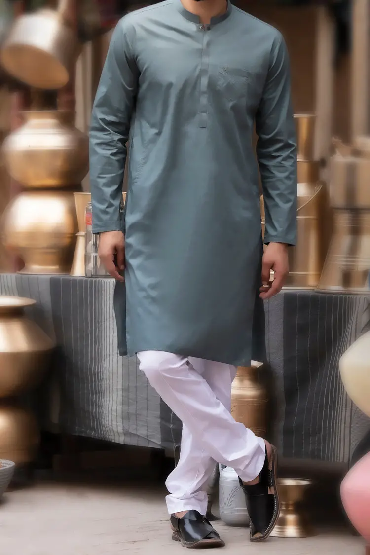 Green Jacquard Kurta - Al-K-741 1