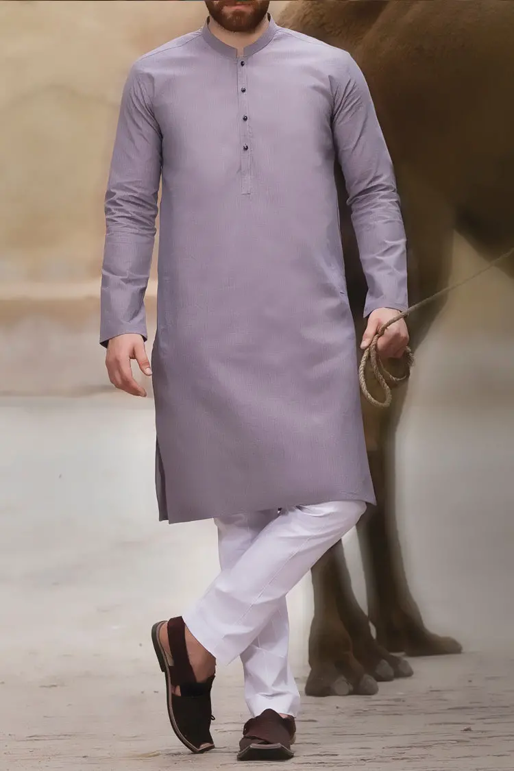 Light Purple Cotton Kurta - Al-K-746 1