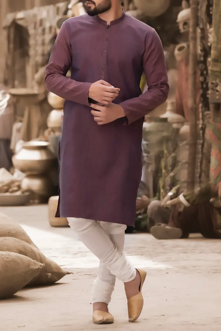 Purple Cotton Kurta - Al-K-748 1