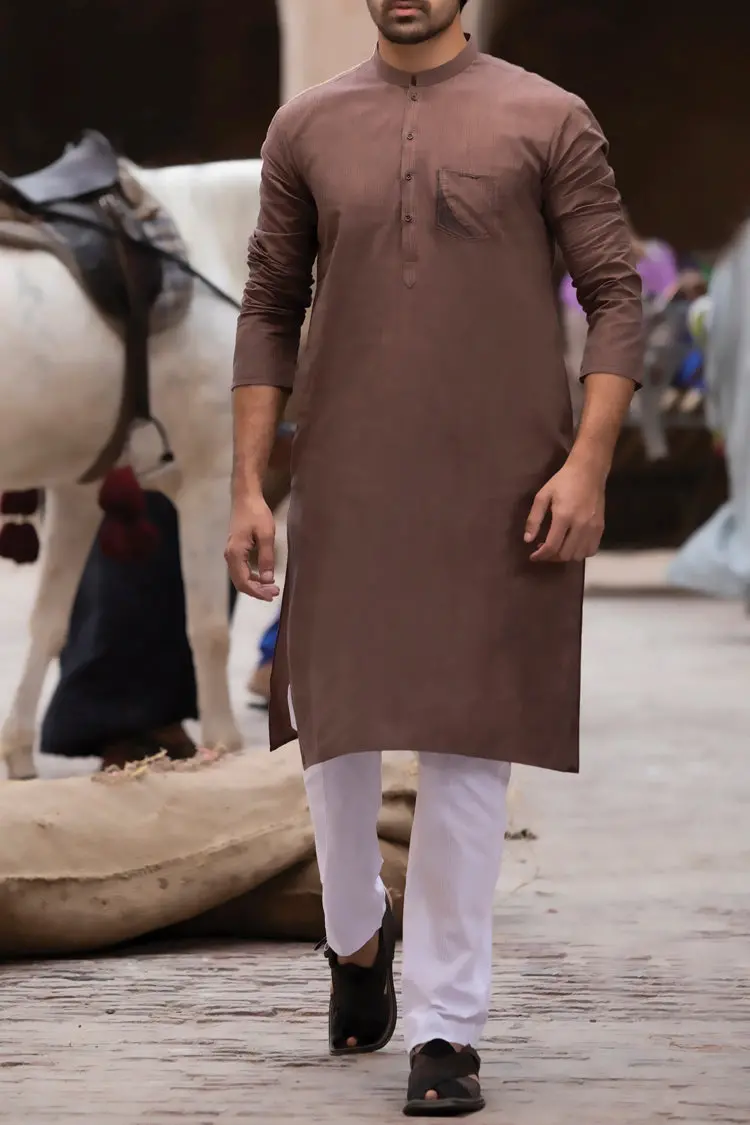 Brown Cotton Kurta - Al-K-751 1