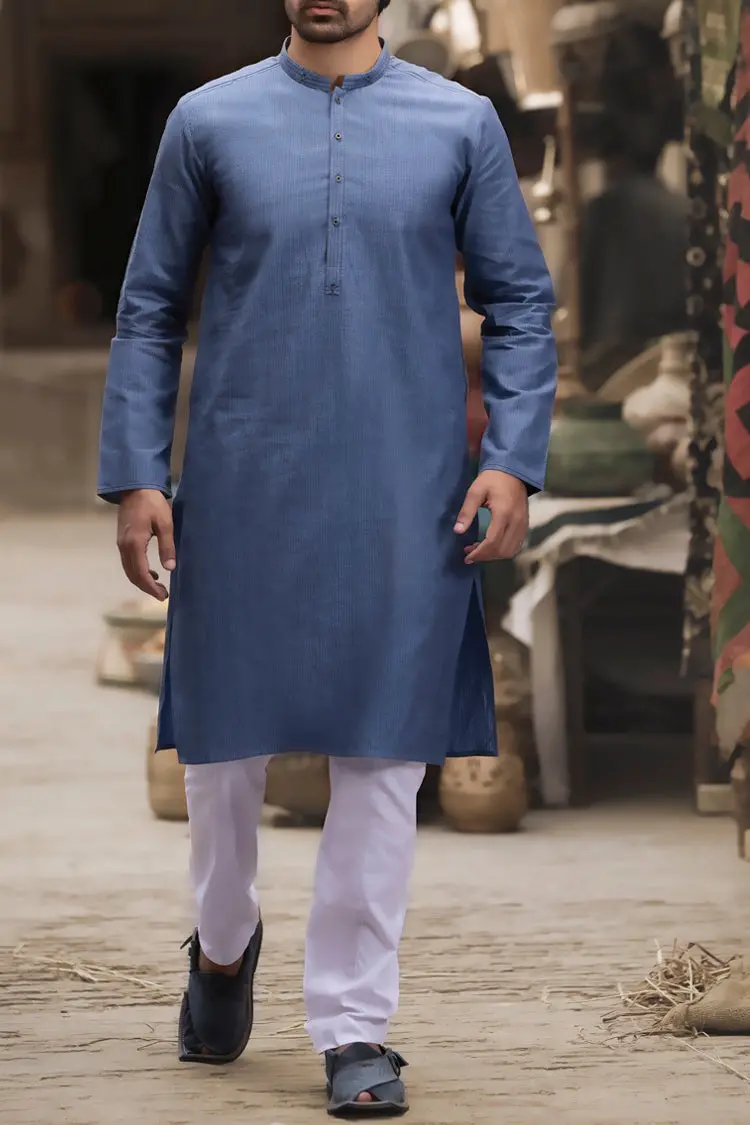 Blue Cotton Kurta - Al-K-753 1