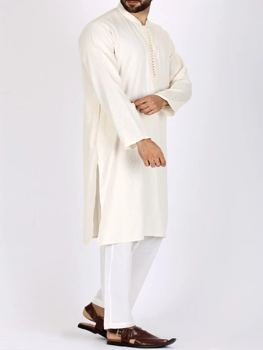 Off White Cotton Kurta - Al-K-758 1