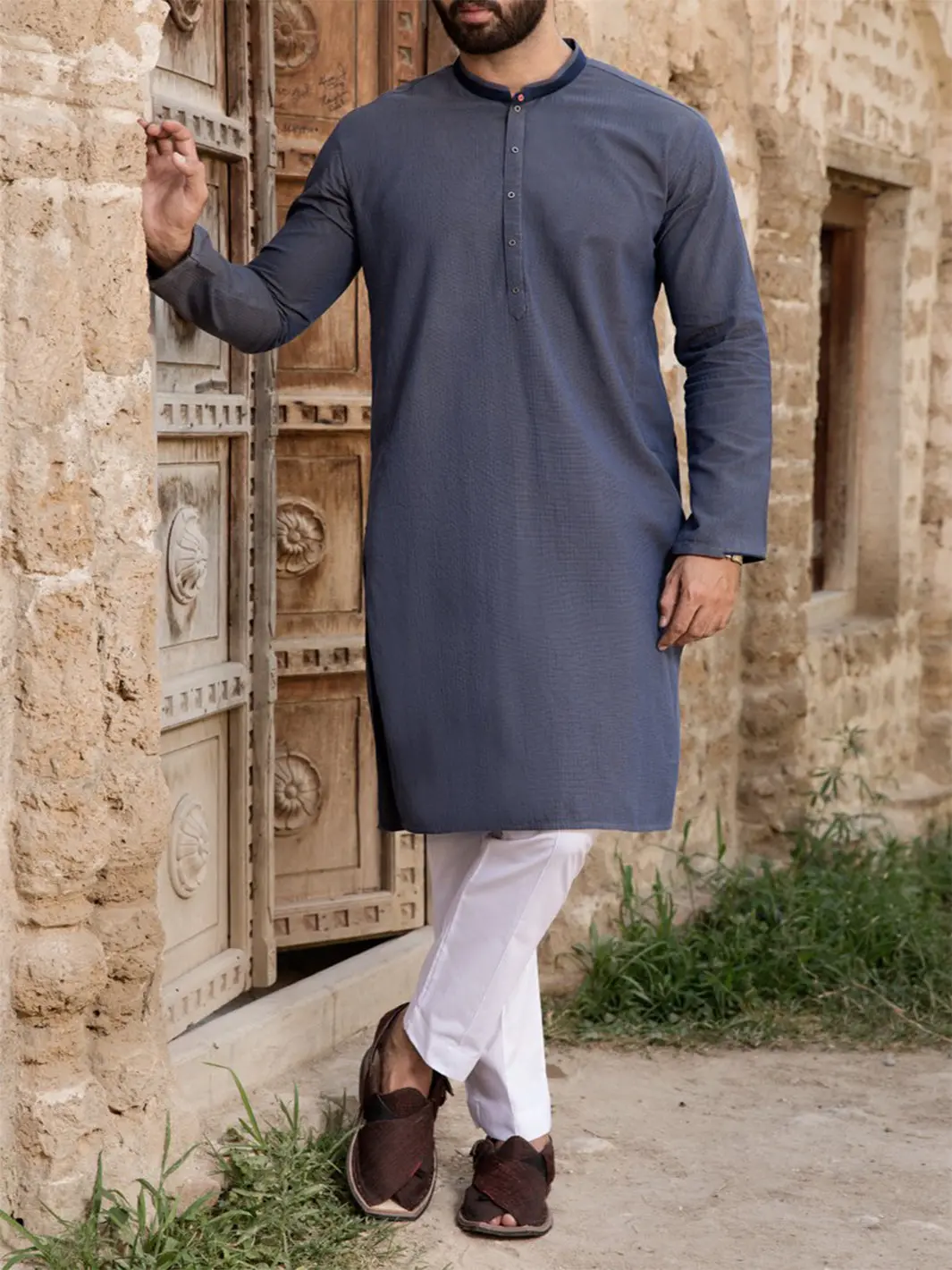 Blue Cotton Kurta - Al-K-760 1