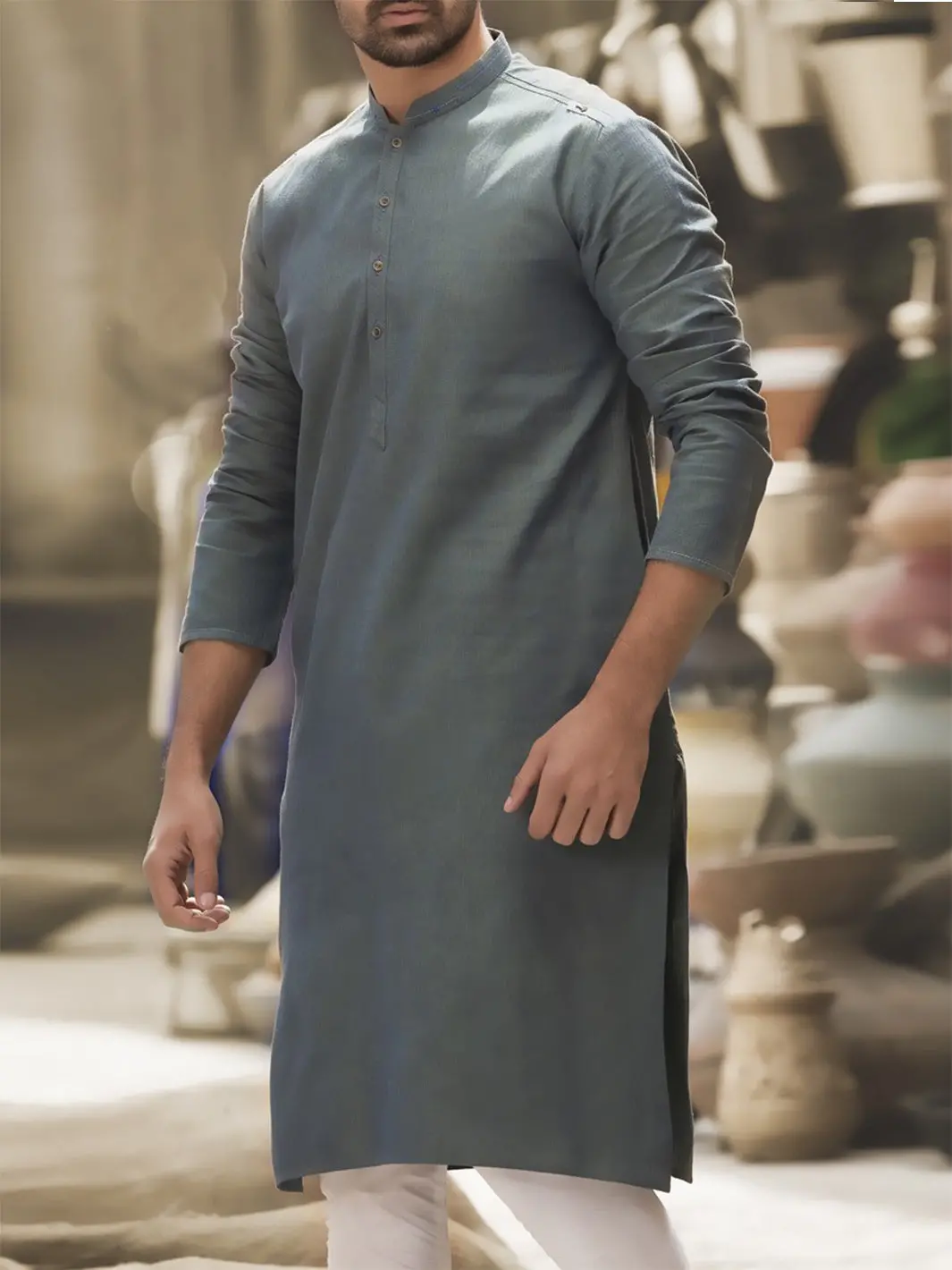 Green Cotton Kurta - Al-K-765 1