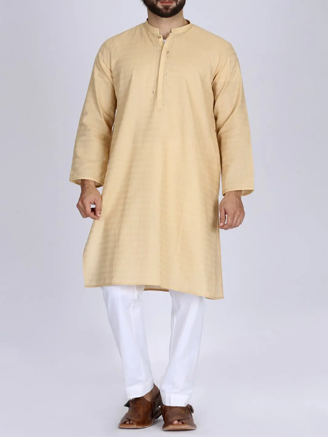 Fawn Jacquard Kurta - Al-K-772B 1