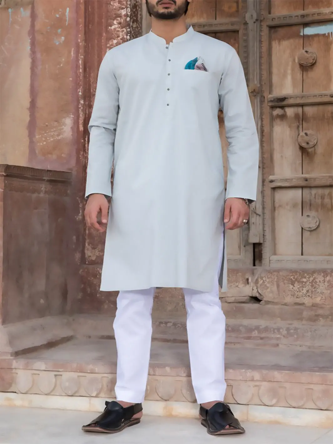 Light Blue Cotton Kurta - Al-K-779 1