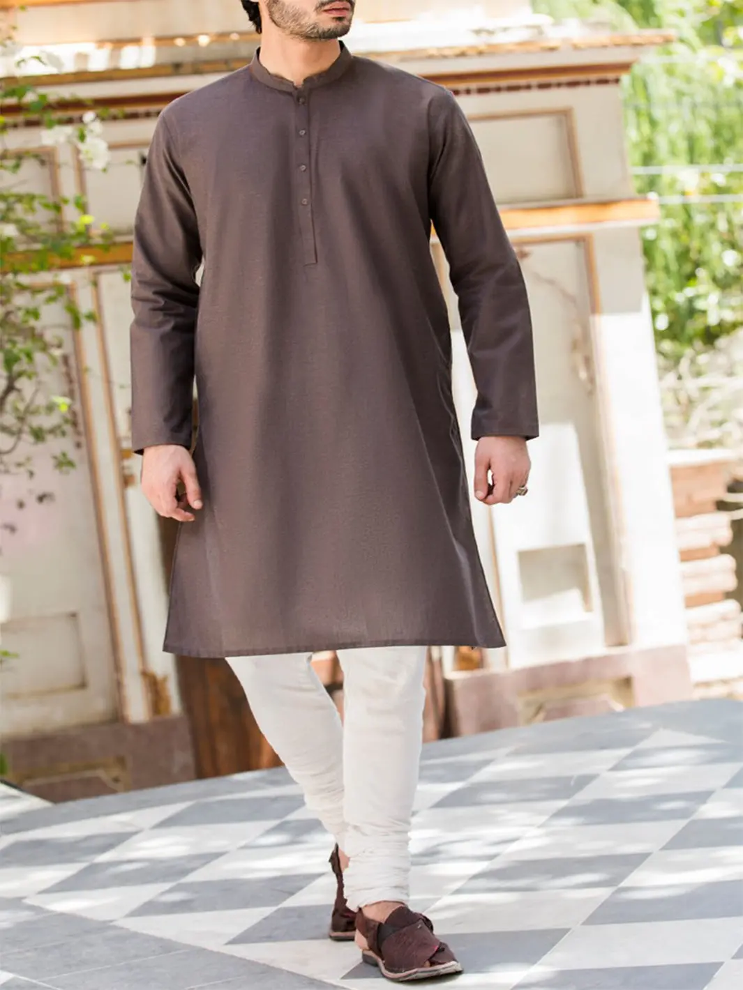 Brown Cotton Kurta - Al-K-783 1