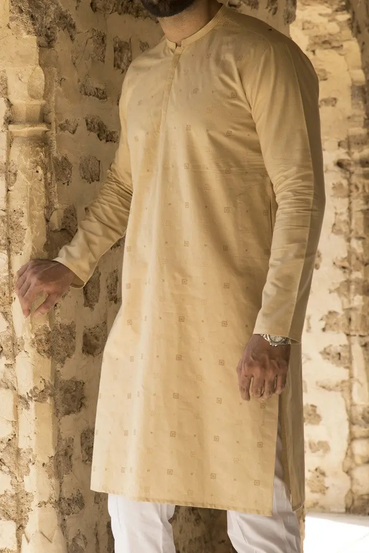 Fawn Blended Kurta - Al-K-784 1