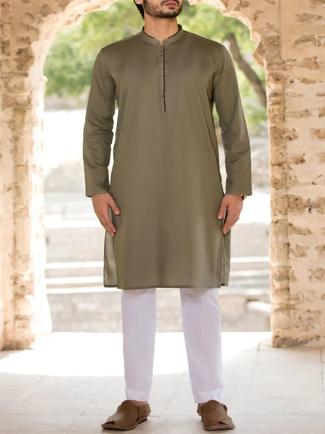 Green Cotton Kurta - Al-K-787 1