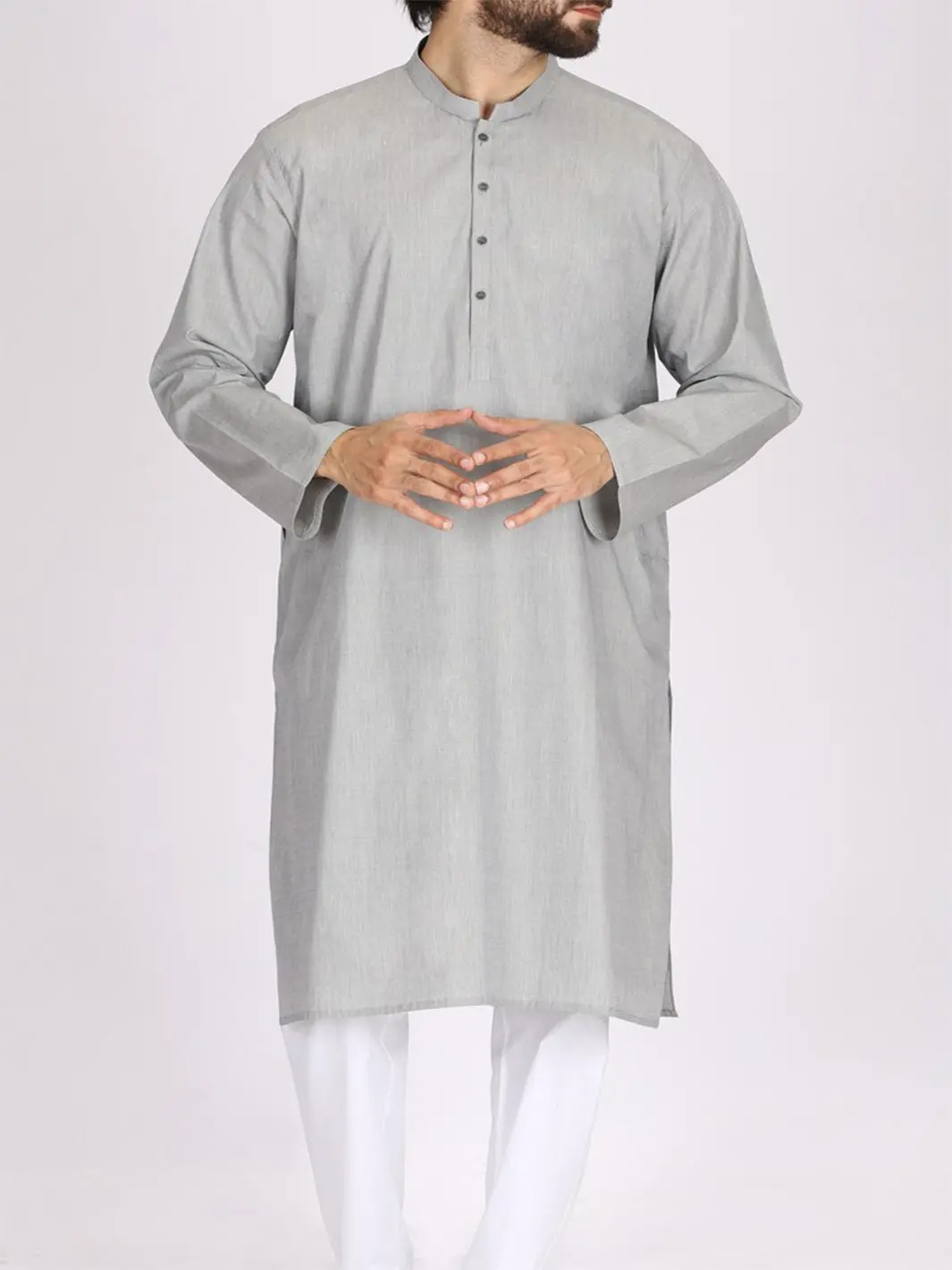 Light Grey Blended Kurta - Al-K-796 1