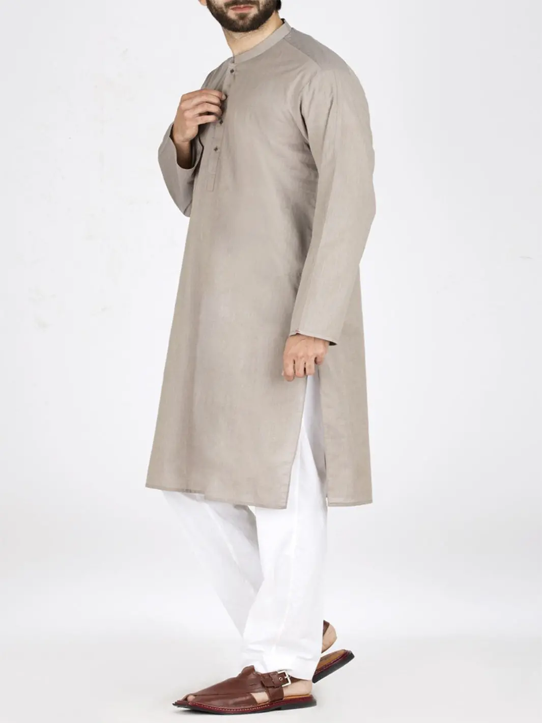 Sand Colored Cotton Kurta - Al-K-801 1