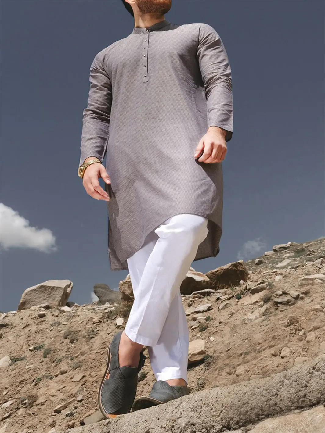 Light Blue Blended Kurta - Al-K-804 1