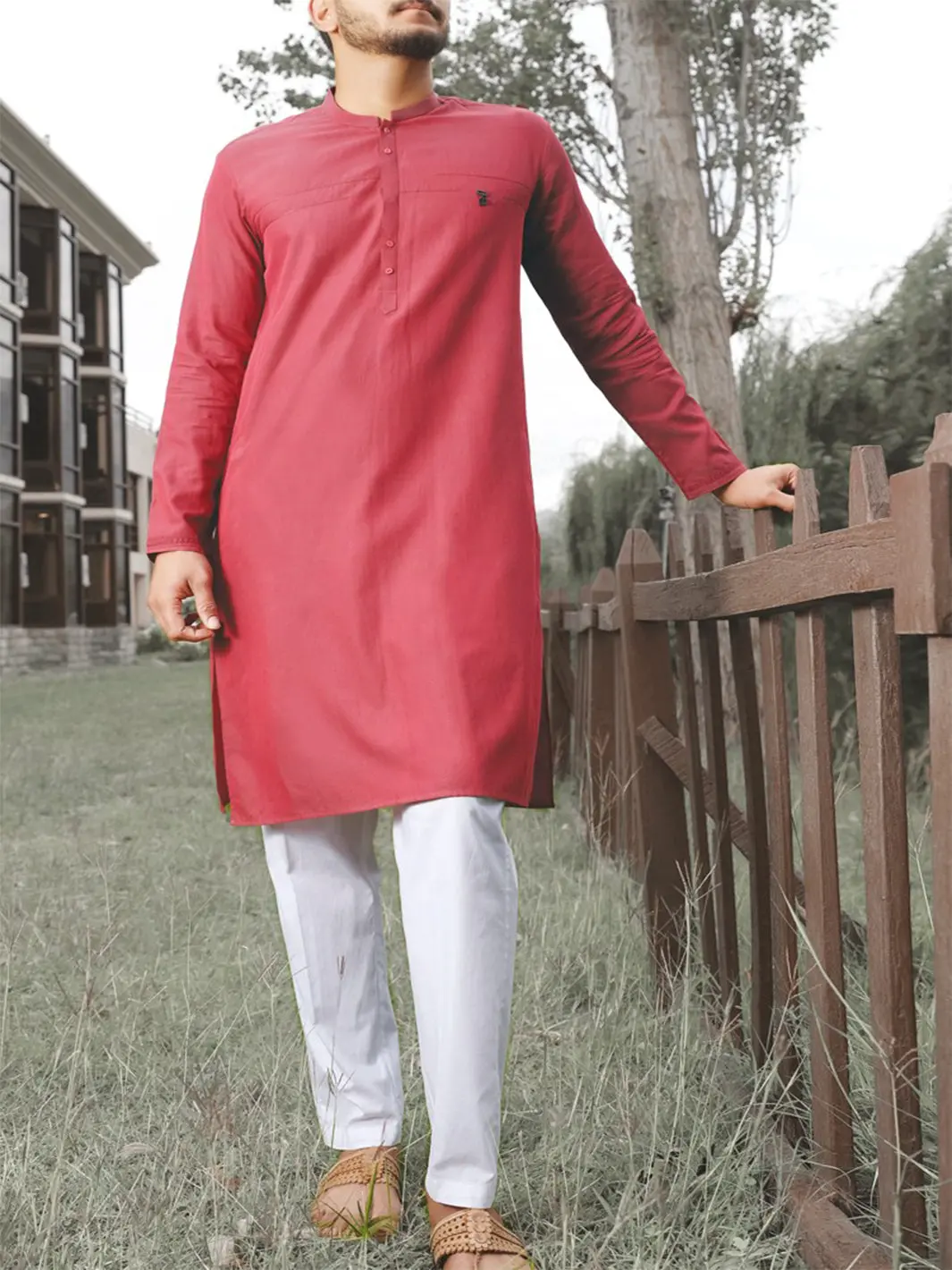 Red Blended Kurta - Al-K-808 1